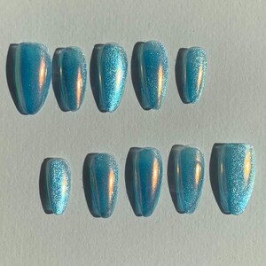 Faux ongles 3D Peint à la main "Cowboy Carter" ｜Qualité premium ｜Faux ongles inspirés de Cowboy Carter Beyoncé, Turquoise sculpter à la main