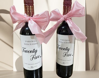 25e anniversaire, étiquette de vin vingt-cinq ans, cadeau pour une amie, cadeau 25e anniversaire, se marie bien avec une étiquette d'anniversaire, cadeau d'anniversaire pour elle