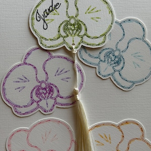 Orchideenblüten Hochzeit Tischkarten mit Quaste - Platzkarten, Tischkarten, Personalisiert