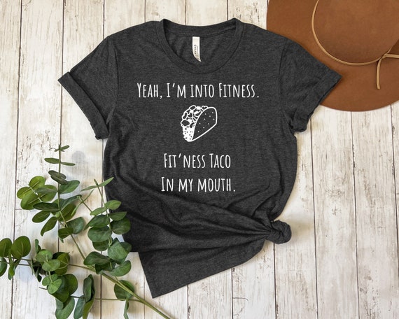 T-shirt Homme Manches Longues Graphique "I'm Into Fit'ness Taco In My Mouth" - Coton - Three Penny Apparel