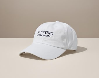 Casquette « No Crying on the Yacht Dad », casquette de baseball blanche brodée, accessoire minimaliste