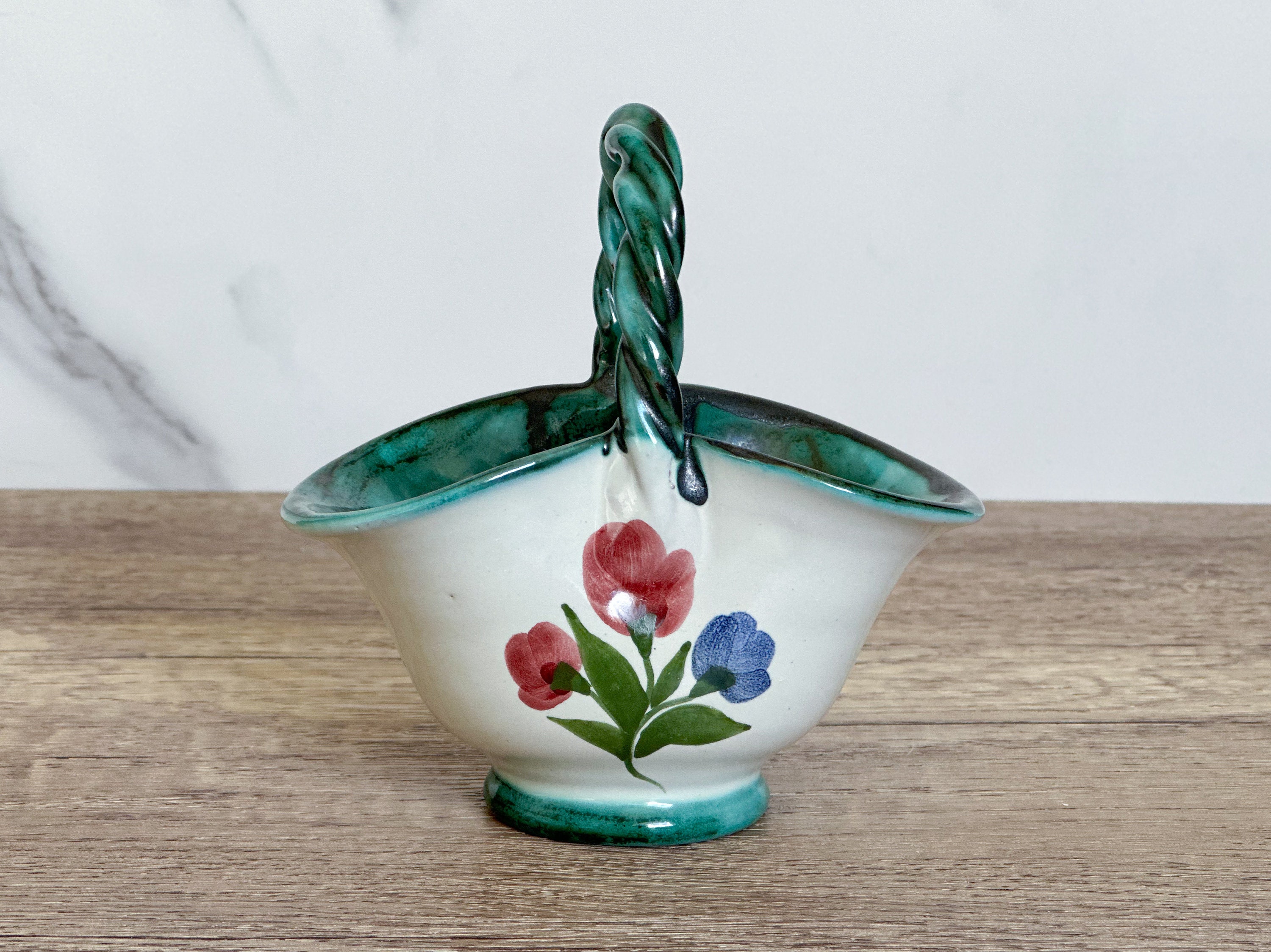 陶器製 花かご イタリア製ハンドペイント 陶器製 花かご イタリア製ハンドペイント 陶器製 花かご イタリア製