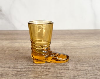 Amber Glass Boot Toothpick Holder