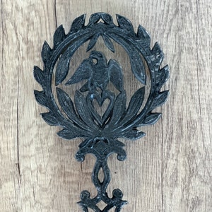 Cast Iron Trivet - Eagle on Heart - Vintage Trivet