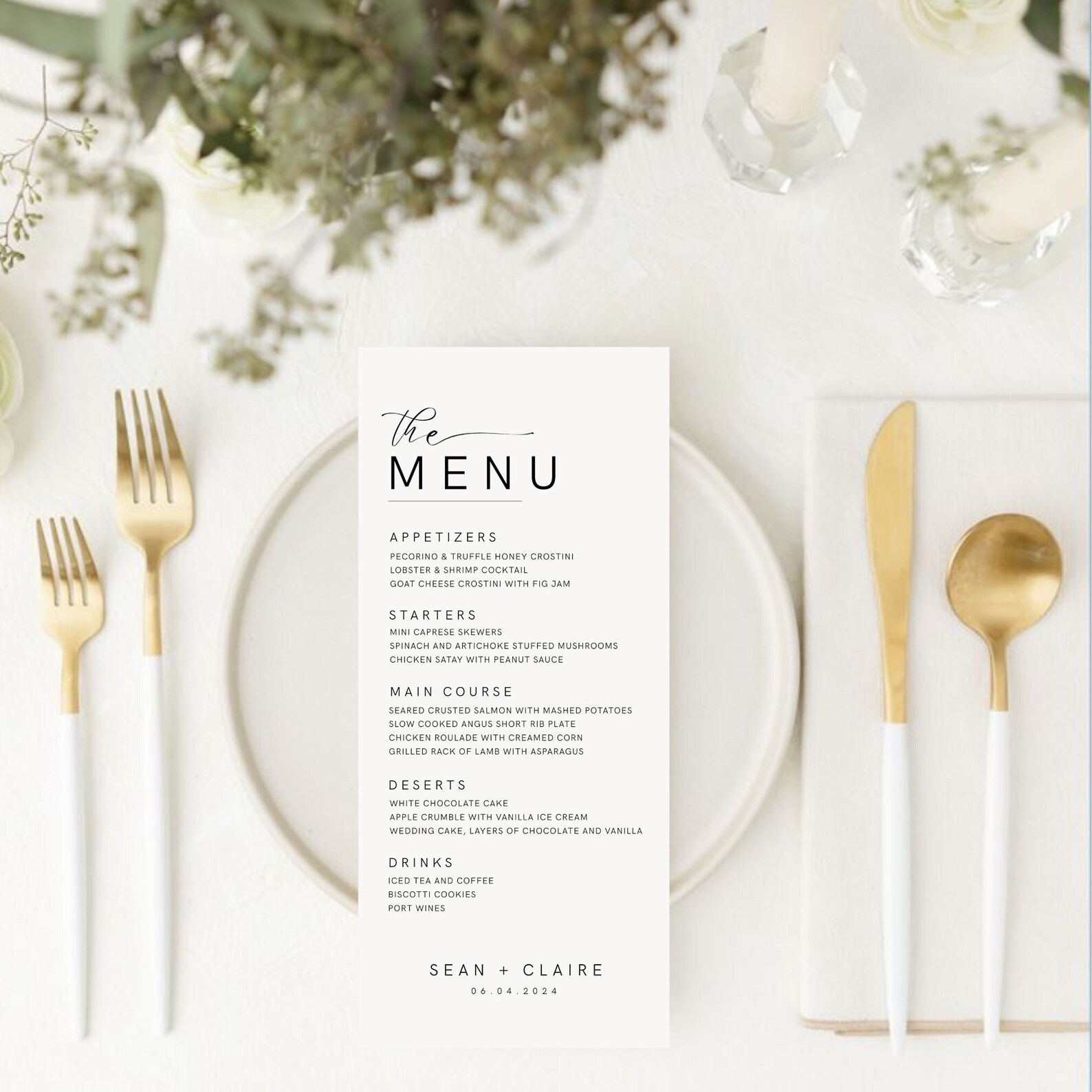 MINIMALIST WEDDING MENU Modern Wedding Menu Script, Reception Dinner ...