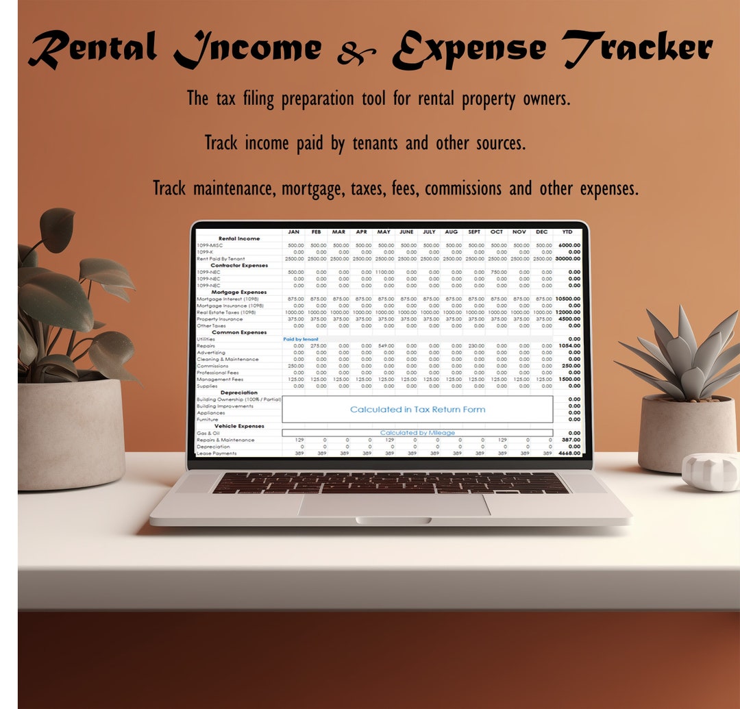 Rental Income & Expense Tracker Tracks Income and Expenses Related to ...