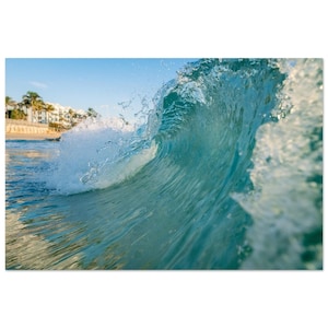 Stampa fotografica di surf - Poster con onde oceaniche, carta da parati su carta opaca, decorazione da spiaggia a Deerfield Beach, Florida, arte del surf costiero