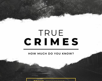 True Crime Trivia Digital Downloads - PDF Digital Files Instant Download Unique Gifts - Three Rounds Trivia Questions Digital Products