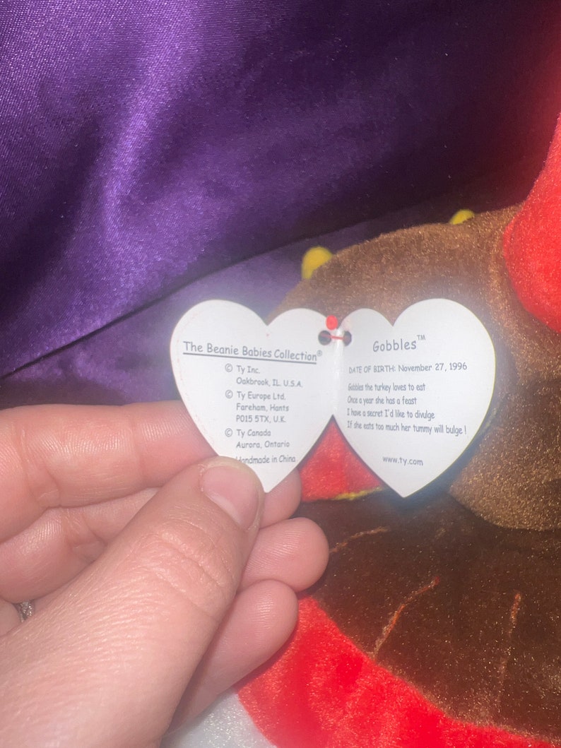 Gobbles Ty Beanie Baby Tag With Errors 1996 Turkey Original RARE - Etsy