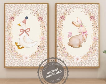 Alberne Gans & Kaninchen Set: Kokette Kinderzimmer Wand Kunst, Klassenzimmer Deko beruhigende Ecke