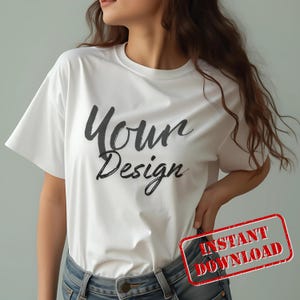 White Bella Canvas 3001 Shirt Mockup BC3001 WhiteT-shirt Mock-up Bella White Tee Mock White 3001 Real Model Aesthetic Tshirt Mock up Display
