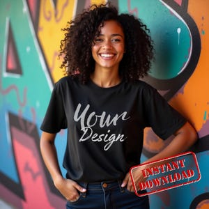 Gildan 5000 Black Tshirt Mockup | G500 Black T-shirt Mockup | Real Model Mock | Gildan Simple Tee | Minimal Neutral Boho Aesthetic Shirt