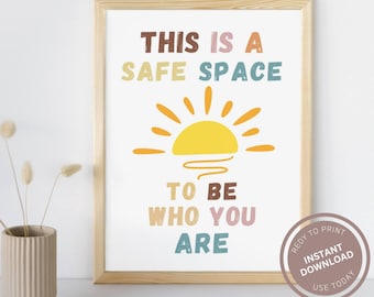 Poster Therapie Sicherer Raum, Inklusive Klassenzimmer Deko & Klassenzimmer Deko Beruhigungsecke