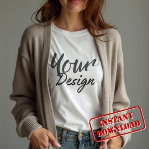 White Bella Canvas 3001 Shirt Mockup BC3001 WhiteT-shirt Mock-up Bella White Tee Mock White 3001 Real Model Aesthetic Tshirt Mock up Display