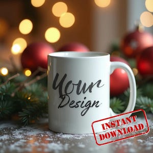 Christmas Mug Mockup , Winter White Ceramic Cup Mockup Coffee Mug Mockups, White Coffee Mug 11oz Holidays Mug Mockup