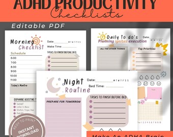 Worksheets Therapy Printable ADHD Organizer: Daily Focus & Habit Tracker