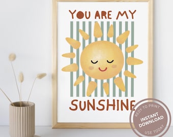 Poster Therapy You Are My Sunshine, Kinderzimmer Wandbild & Klassenzimmer Deko Calming Corner