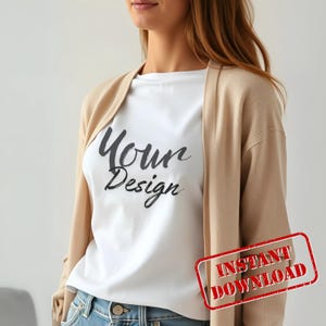 White Bella Canvas 3001 Shirt Mockup BC3001 WhiteT-shirt Mock-up Bella White Tee Mock White 3001 Real Model Aesthetic Tshirt Mock up Display