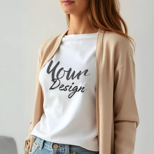 White Bella Canvas 3001 Shirt Mockup BC3001 WhiteT-shirt Mock-up Bella White Tee Mock White 3001 Real Model Aesthetic Tshirt Mock up Display