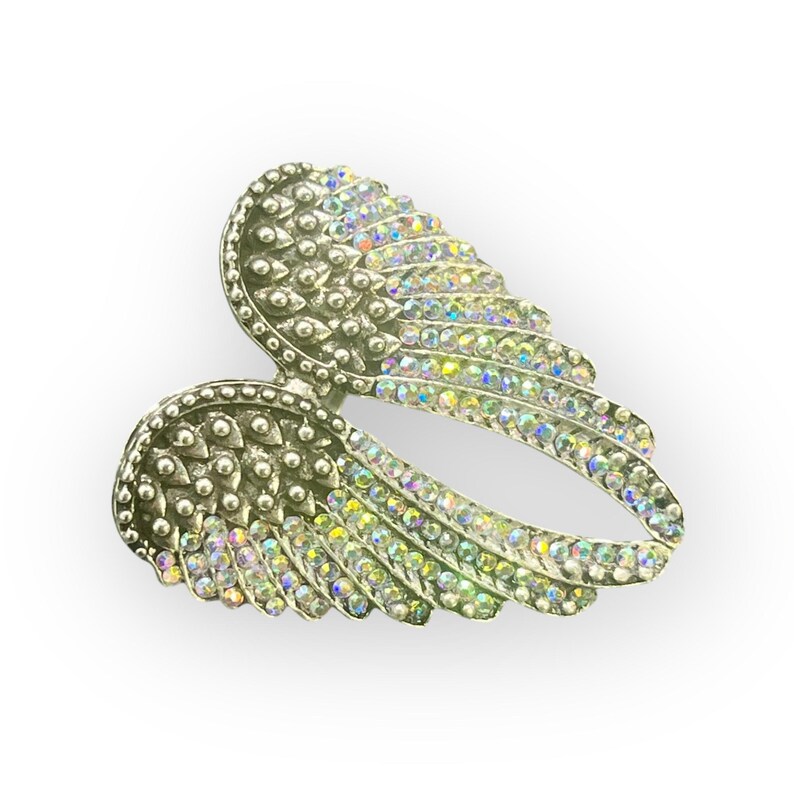 Glam Angel Wing Ring – Size 8 Rhinestone Statement Fashion Jewelry afbeelding 10