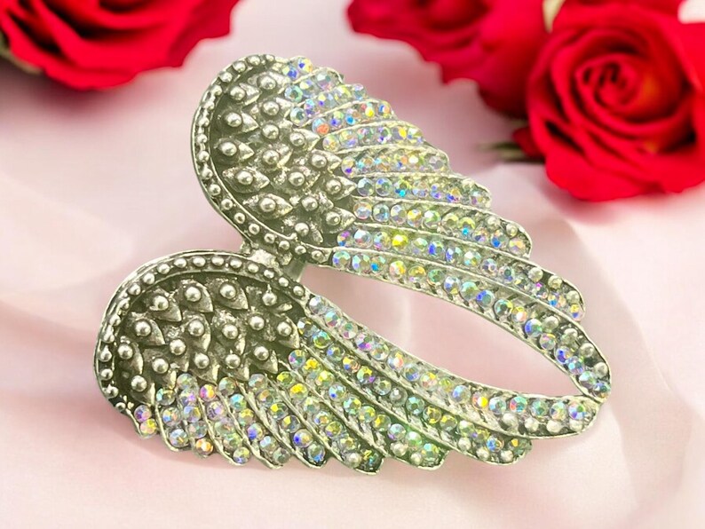 Glam Angel Wing Ring – Size 8 Rhinestone Statement Fashion Jewelry afbeelding 4