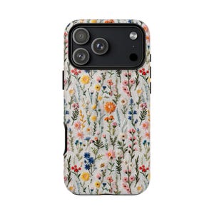 Wildflower Cottagecore Phone Case Flower Lover Gift Vintage Embroidery Knit Look Phone Cover Floral Handmade Style Tough iPhone Case image 7