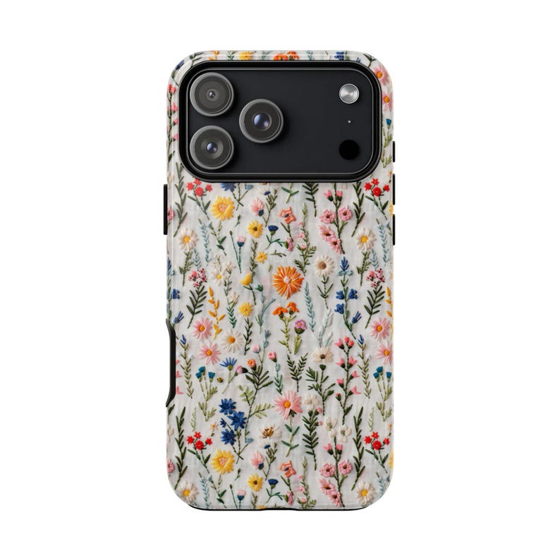 Wildflower Cottagecore Phone Case Flower Lover Gift Vintage Embroidery Knit Look Phone Cover Floral Handmade Style Tough iPhone Case image 7