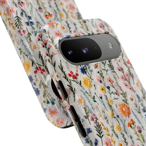 Wildflower Cottagecore Phone Case Flower Lover Gift Vintage Embroidery Knit Look Phone Cover Floral Handmade Style Tough iPhone Case image 11
