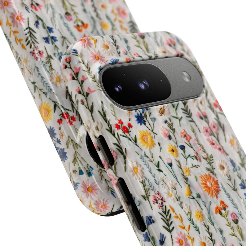 Wildflower Cottagecore Phone Case Flower Lover Gift Vintage Embroidery Knit Look Phone Cover Floral Handmade Style Tough iPhone Case image 11