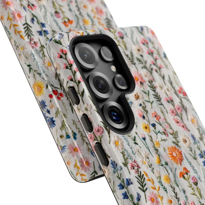 Wildflower Cottagecore Phone Case Flower Lover Gift Vintage Embroidery Knit Look Phone Cover Floral Handmade Style Tough iPhone Case image 9