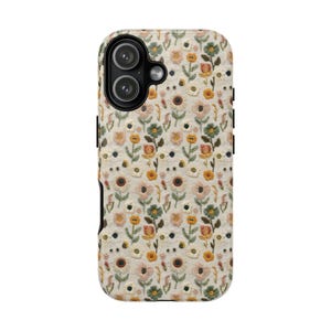 Wildflower Floral Phone Case Gift Flower Lover Daisy Poppy Embroidery Knit Look Vintage Cottagecore Style Tough iPhone Cover Galaxy Pixel image 5