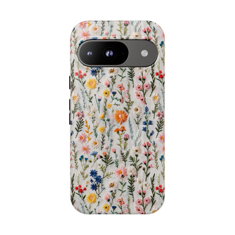 Wildflower Cottagecore Phone Case Flower Lover Gift Vintage Embroidery Knit Look Phone Cover Floral Handmade Style Tough iPhone Case image 10