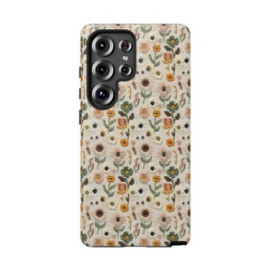 Wildflower Floral Phone Case Gift Flower Lover Daisy Poppy Embroidery Knit Look Vintage Cottagecore Style Tough iPhone Cover Galaxy Pixel image 9