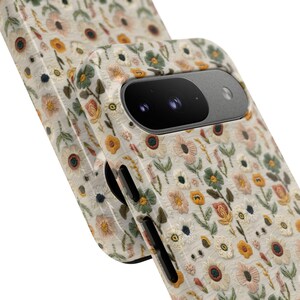 Wildflower Floral Phone Case Gift Flower Lover Daisy Poppy Embroidery Knit Look Vintage Cottagecore Style Tough iPhone Cover Galaxy Pixel image 8