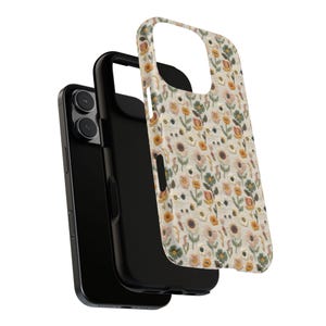 Wildflower Floral Phone Case Gift Flower Lover Daisy Poppy Embroidery Knit Look Vintage Cottagecore Style Tough iPhone Cover Galaxy Pixel image 4