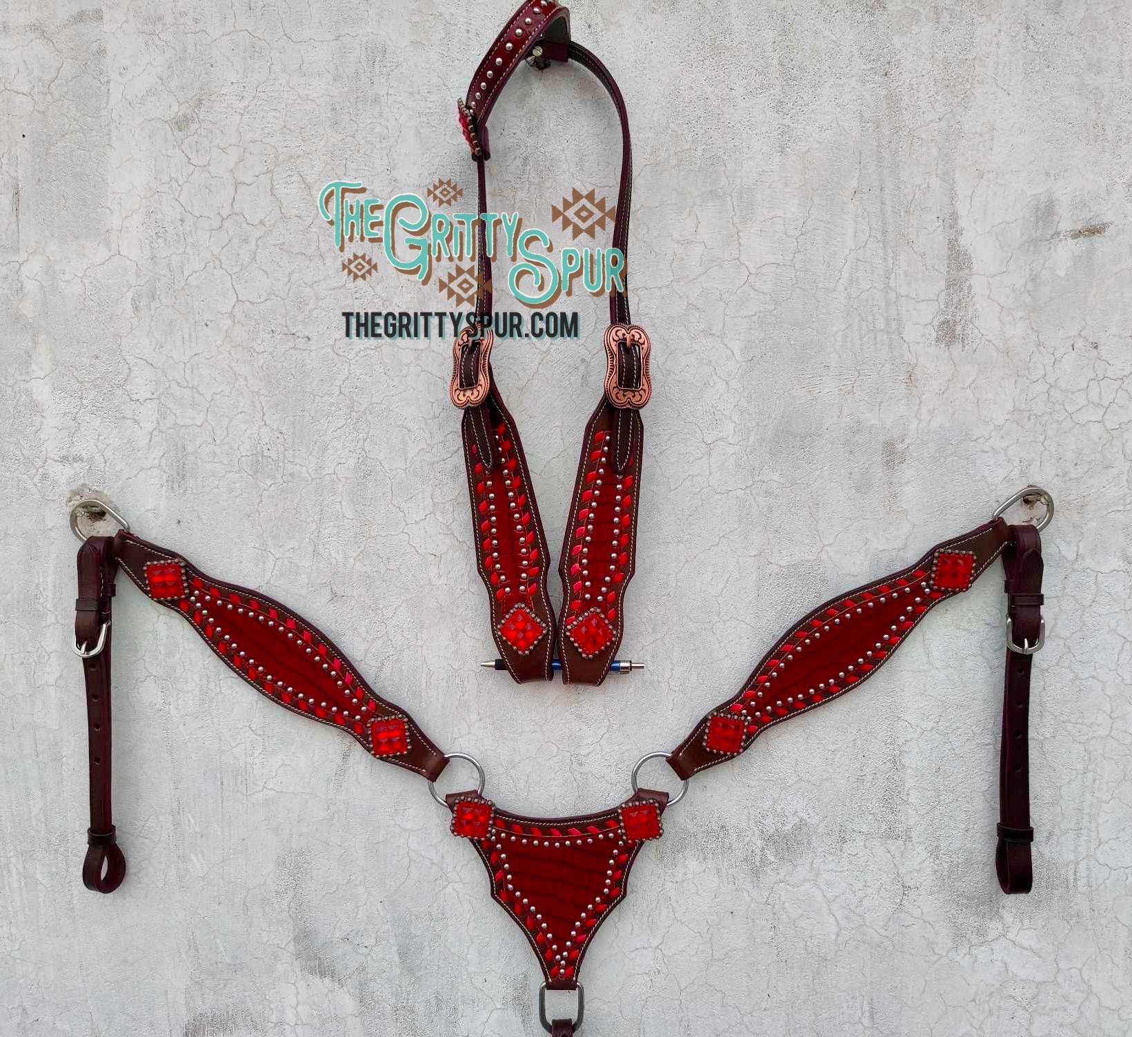 Red Haute Horse ホルター リードセット 頭絡 乗馬 馬術 馬具 中古】Red Haute Horse ホルター リードセット 頭絡 乗馬 馬術