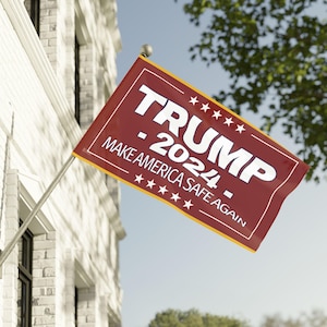 Bandeira vermelha/dourada TRUMP 2024 Torna a América segura novamente Bandeira Trump 2024 Apoio Trump Bandeira Trump para o presidente 2024 bandeira