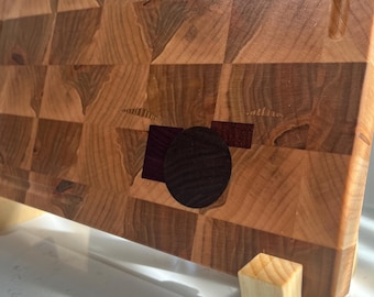 Planche à découper avec incrustation de batterie, billot de boucher, billard à découper, décoration de cuisine
