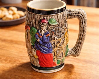 Vintage German Beer Stein Mug Ceramic Stoneware Barrel | Rustic Beer Tankard | Beer Lover Gift | Oktoberfest Decor | Barware Mug