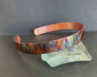 Copper neck collar /  choker flame painted