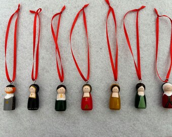Henry VIII and Queens Christmas Tree Decorations - All 7 Included