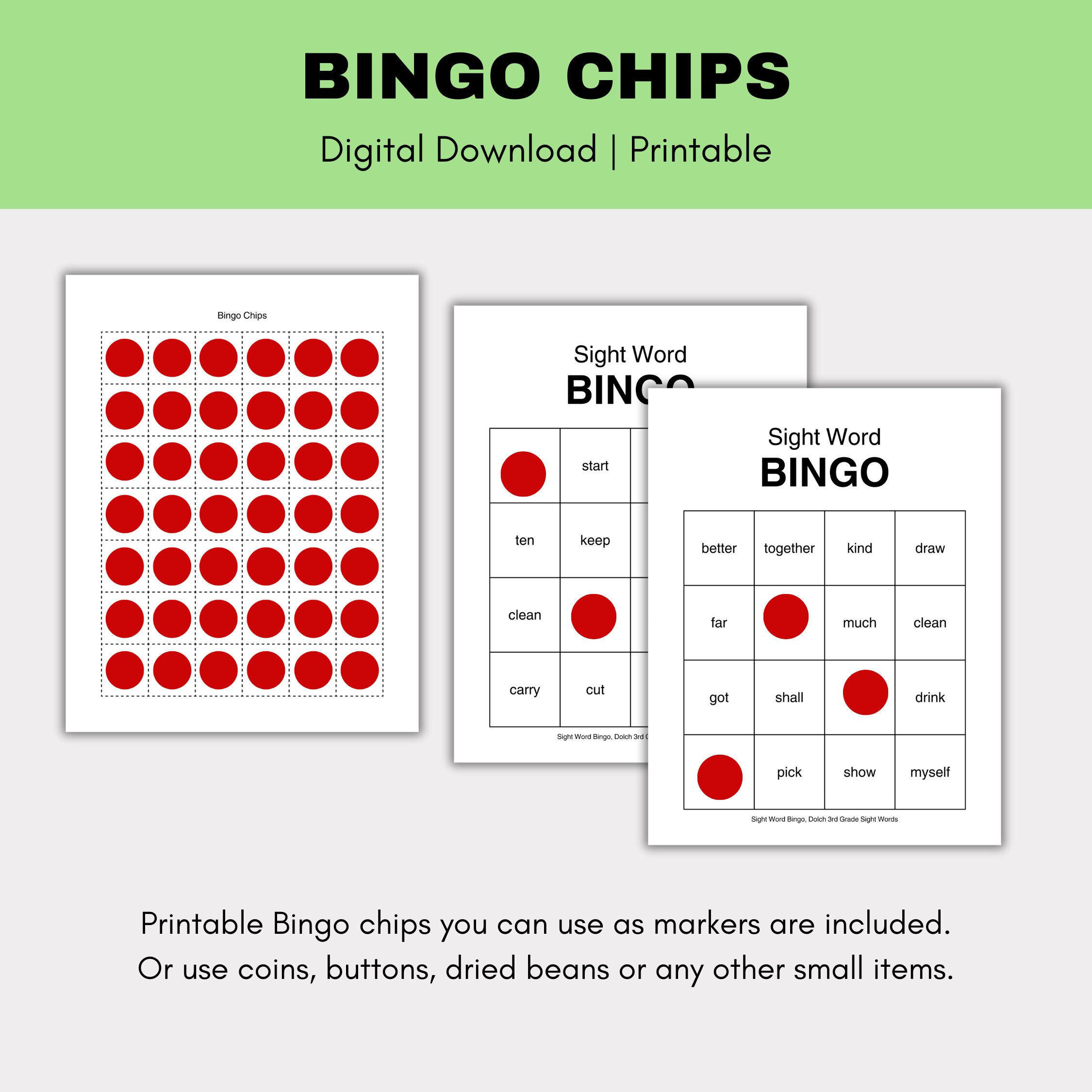 3rd Grade Sight Word Bingo Game, Dolch 3rd Grade Sight Words, Printable ...