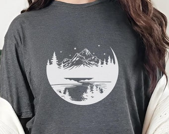 Mountain Lake Landscape SVG: Forest Adventure Scene (Digital Download)