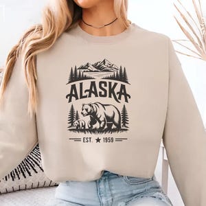 Alaska Bear Mountain Svg, Alaska Svg, Wilderness Forest Design, Alaska Nature Art, Wildlife Clipart, Vintage Travel Graphic, Silhoutte