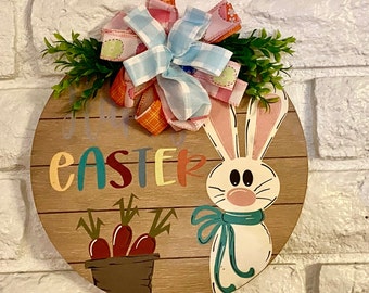 NEW 12” Bunny wooden wreath sign