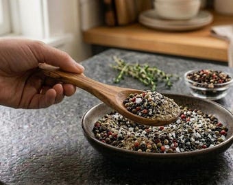 Gourmet Truffle Finishing Salt Blend: Sea Salt, Peppercorns, Black Lava