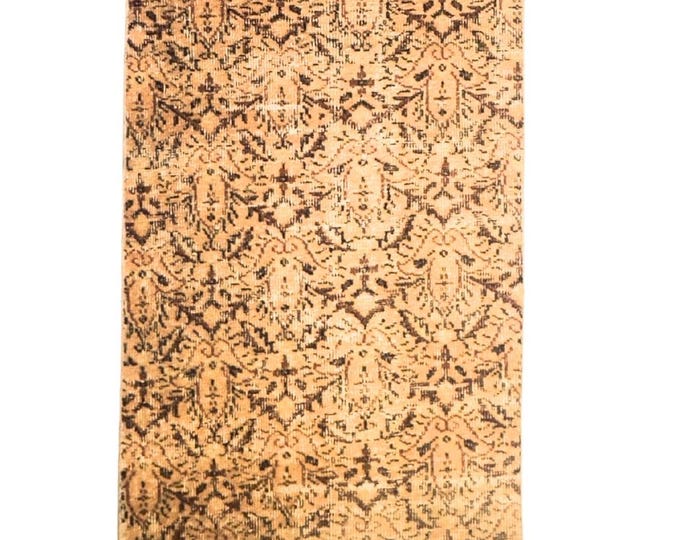 Vintage Turkish Runner Rug 33x105 Inch Hand Knotted Wool Runner