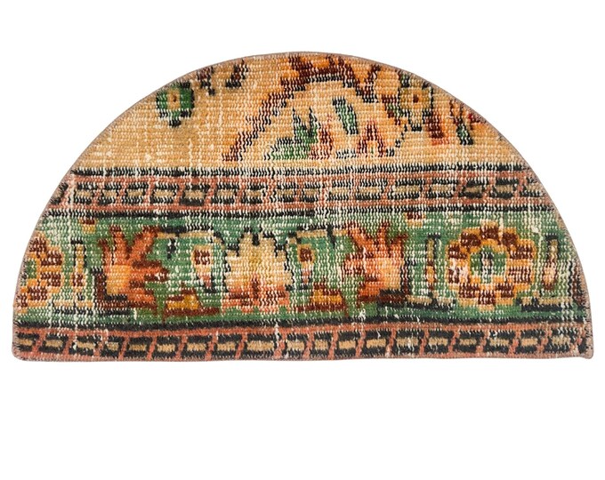 semicircle rug antique handmade wool oriental oushak turkish small entry area rug vintage rug home decor