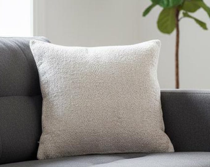 16x16 inch Wool Textured Pillow Cover | Minimal Cozy Boho Cushion | Neutral Farmhouse Decor | USA & Canada