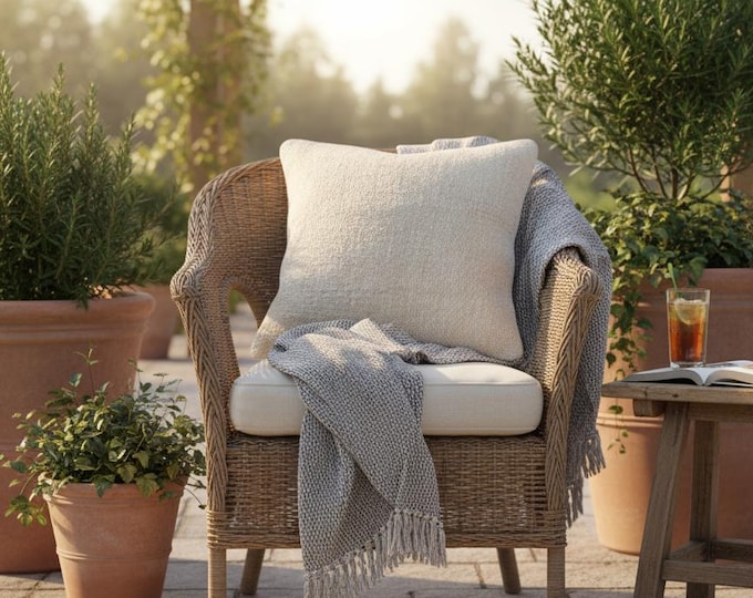 16x16 Turkish Kilim Pillow Cover – Handmade Wool Cushion, Boho Decor,